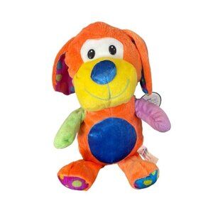 Emerald Multicolor Puppy Dog Plush 12 In Orange Blue Tags Carnival Prize